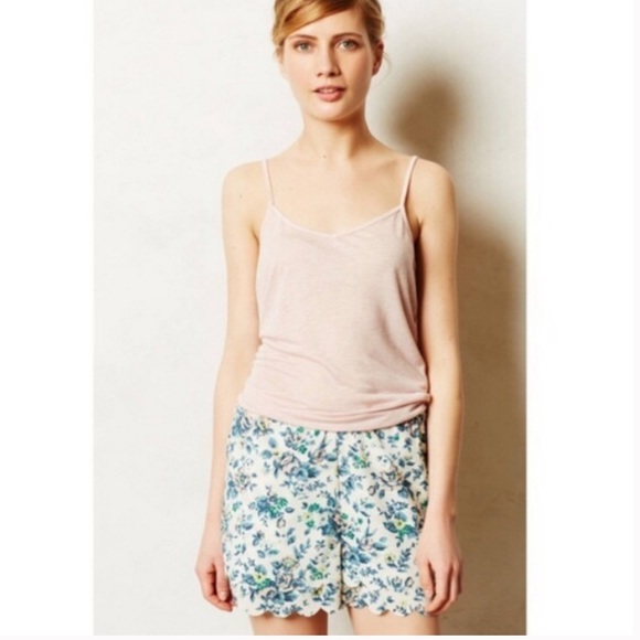 🔴SOLD Anthro Eloise Floral Scallop Hem Shorts - Picture 4 of 8